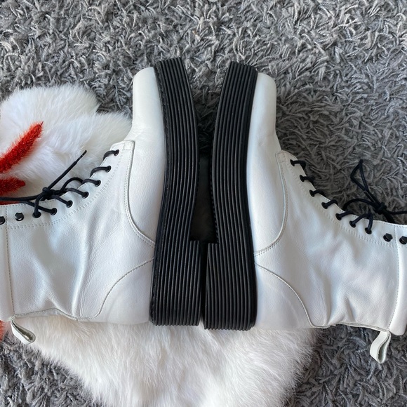 L’INTERVALLE White Leather Combat Boots - Picture 4 of 8